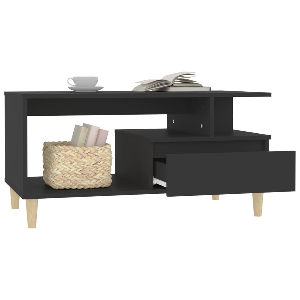 Tavolino da Salotto Nero 90x49x45 cm in Legno Multistrato - homemem39