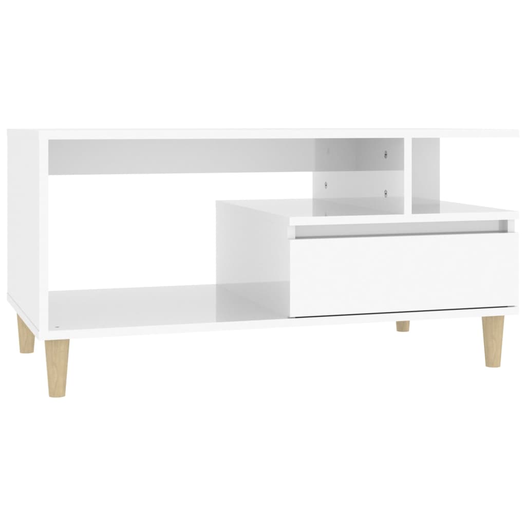 Tavolino da Salotto Bianco Lucido 90x49x45 cm Legno Multistrato - homemem39