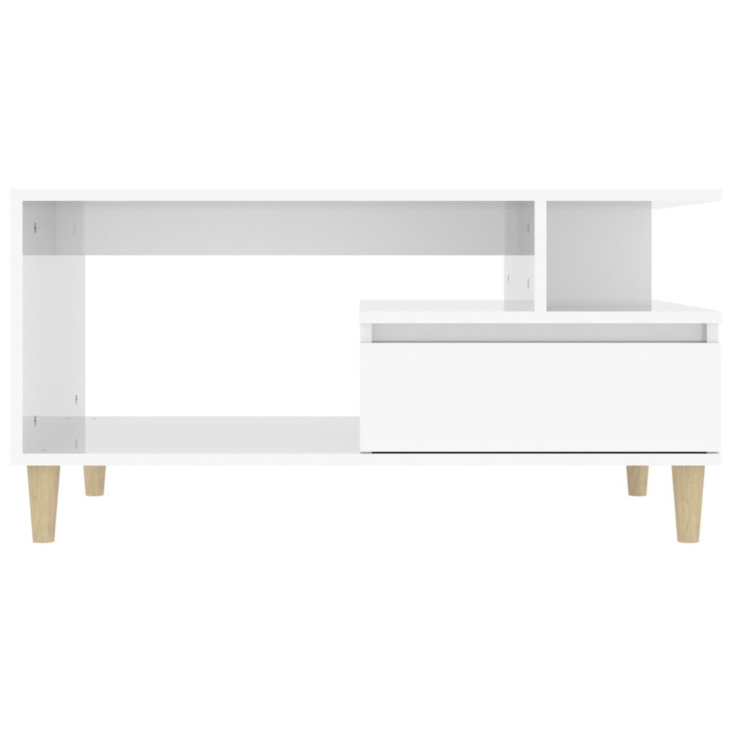 Tavolino da Salotto Bianco Lucido 90x49x45 cm Legno Multistrato - homemem39