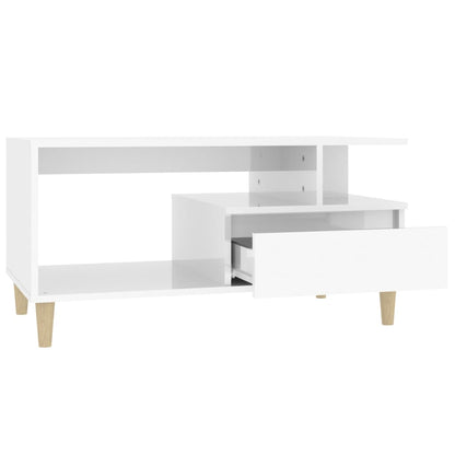 Tavolino da Salotto Bianco Lucido 90x49x45 cm Legno Multistrato - homemem39