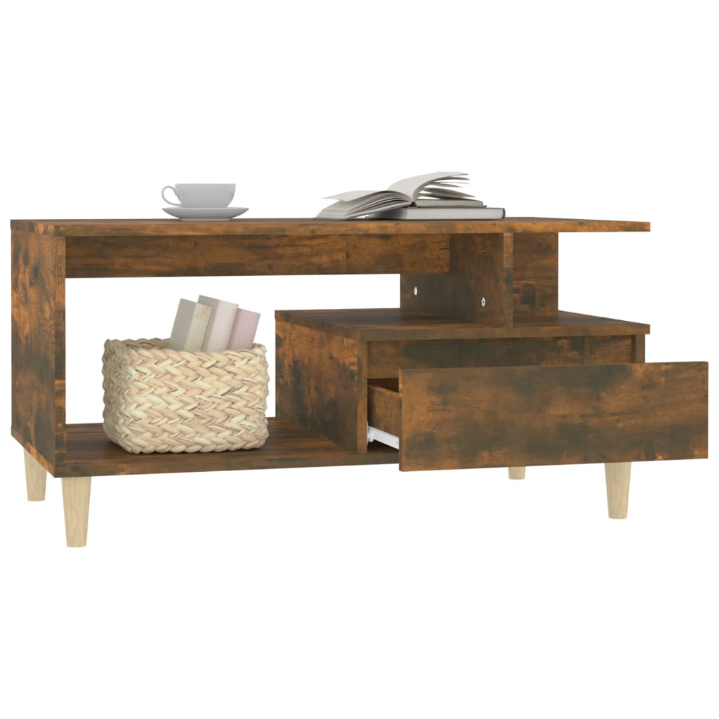 Tavolino da Salotto Rovere Fumo 90x49x45 cm Legno Multistrato - homemem39