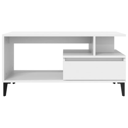 Tavolino da Salotto Bianco 90x49x45 cm in Legno Multistrato - homemem39