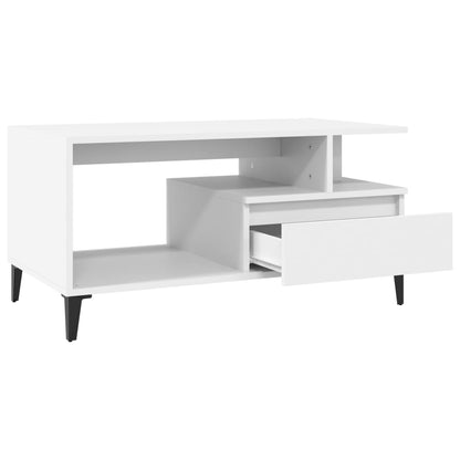 Tavolino da Salotto Bianco 90x49x45 cm in Legno Multistrato - homemem39