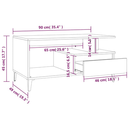 Tavolino da Salotto Bianco Lucido 90x49x45 cm Legno Multistrato - homemem39