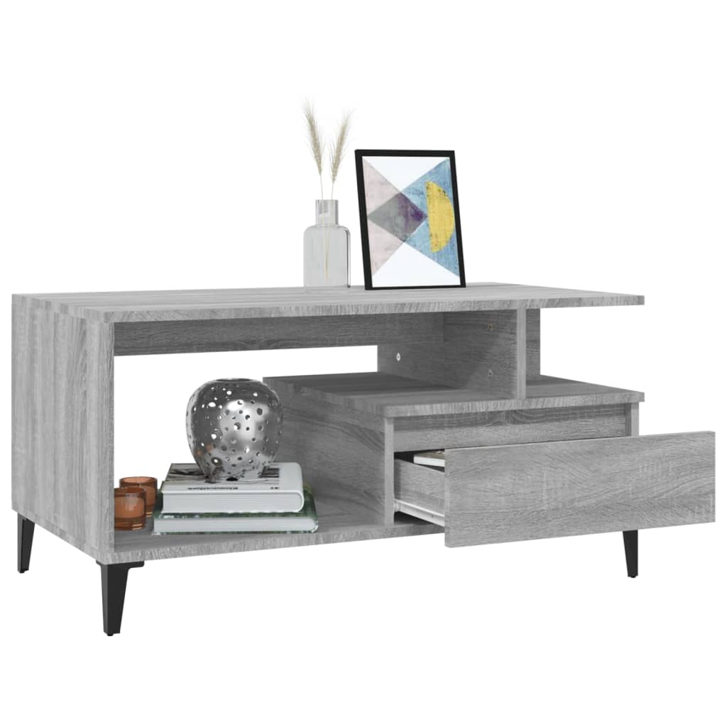 Tavolino da Salotto Grigio Sonoma 90x49x45 cm Legno Multistrato - homemem39