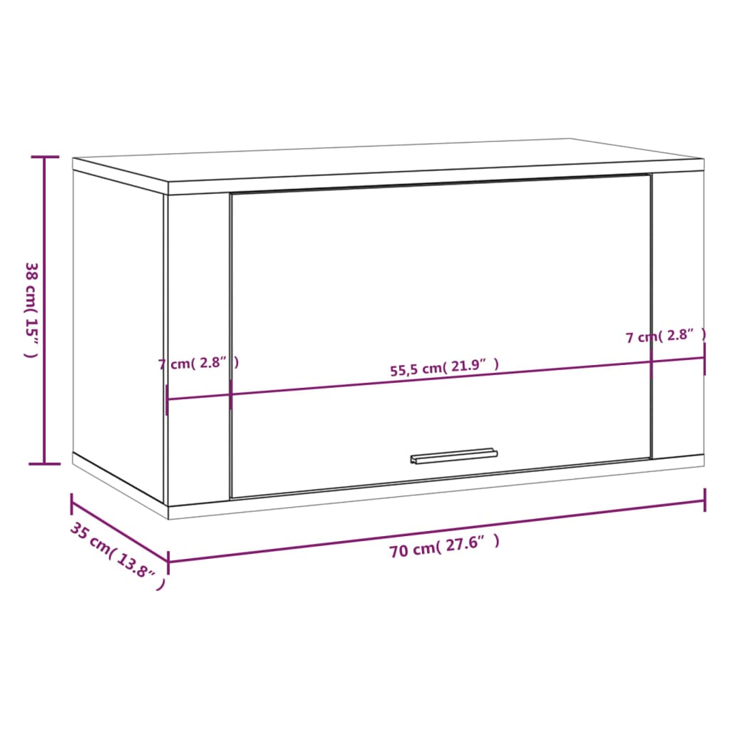 Scarpiera a Muro Rovere Marrone 70x35x38 cm Legno Massello Pino - homemem39