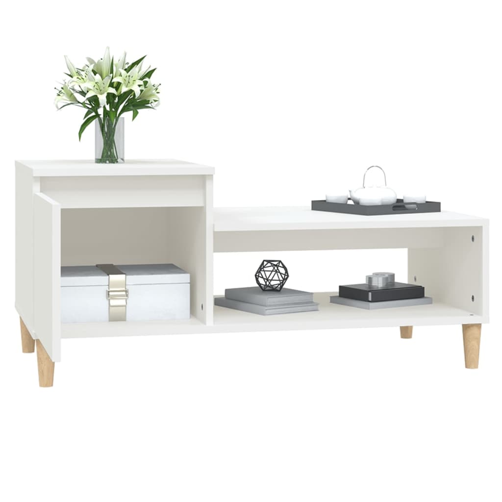 Tavolino da Salotto Bianco 100x50x45 cm in Legno Multistrato - homemem39