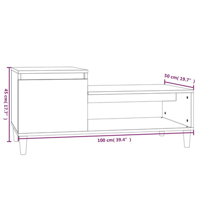 Tavolino da Salotto Bianco 100x50x45 cm in Legno Multistrato - homemem39