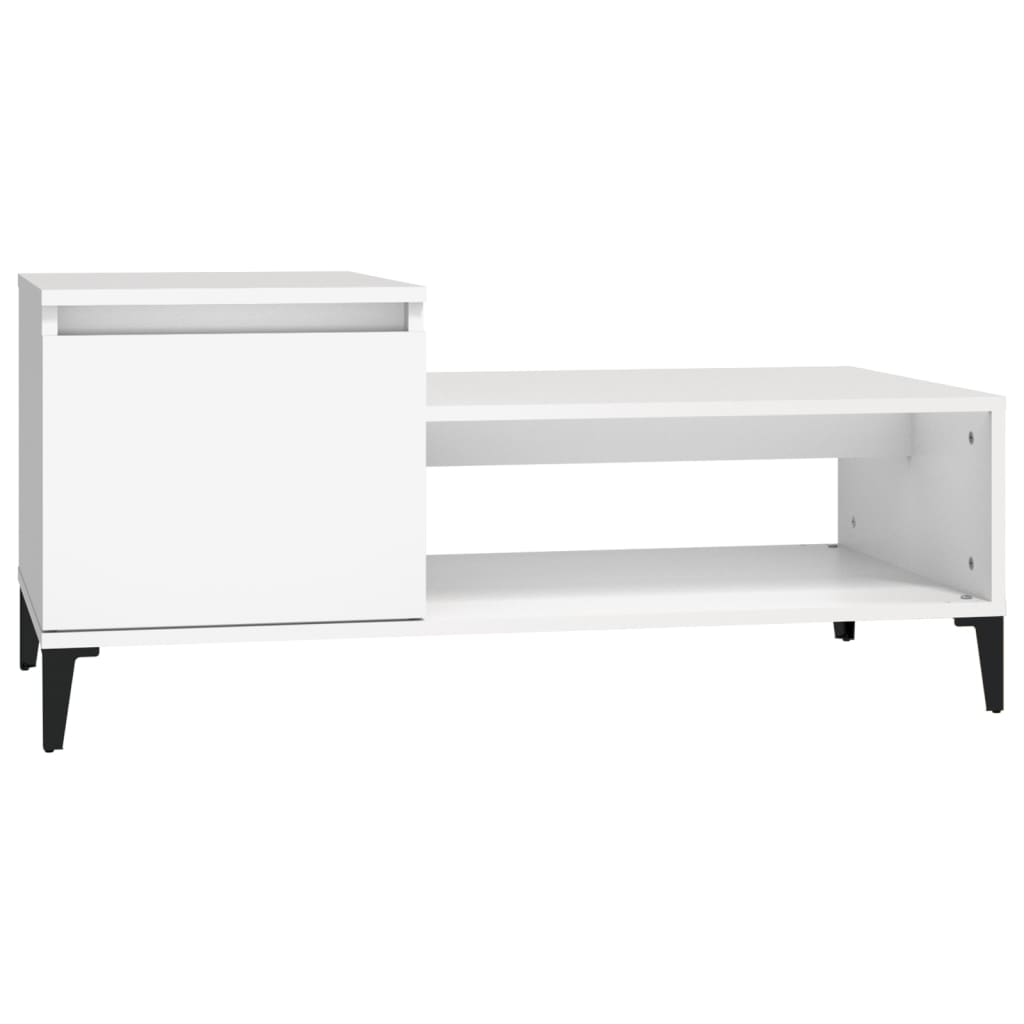 Tavolino da Salotto Bianco 100x50x45 cm in Legno Multistrato - homemem39