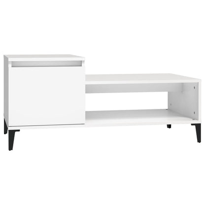 Tavolino da Salotto Bianco 100x50x45 cm in Legno Multistrato - homemem39