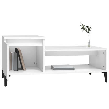 Tavolino da Salotto Bianco 100x50x45 cm in Legno Multistrato - homemem39