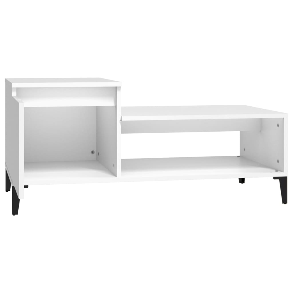 Tavolino da Salotto Bianco 100x50x45 cm in Legno Multistrato - homemem39