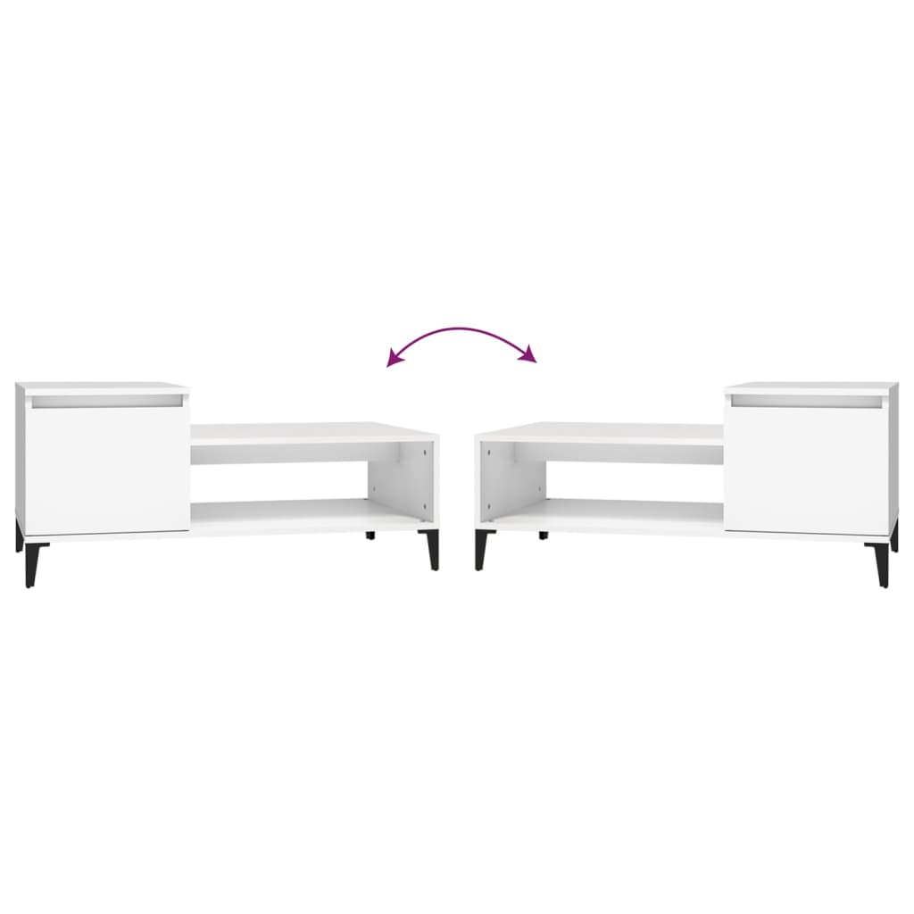 Tavolino da Salotto Bianco 100x50x45 cm in Legno Multistrato - homemem39