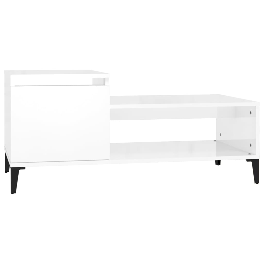 Tavolino da Salotto Bianco Lucido 100x50x45cm Legno Multistrato - homemem39