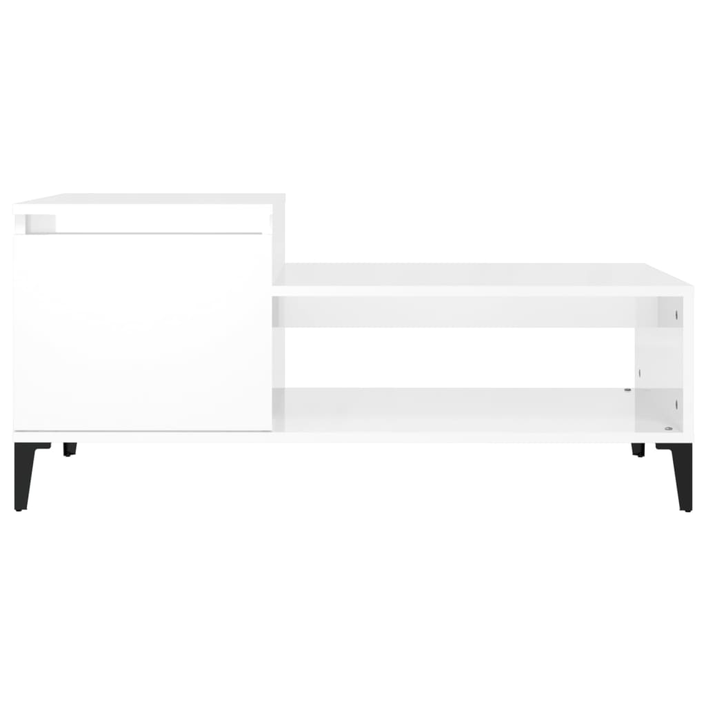 Tavolino da Salotto Bianco Lucido 100x50x45cm Legno Multistrato - homemem39