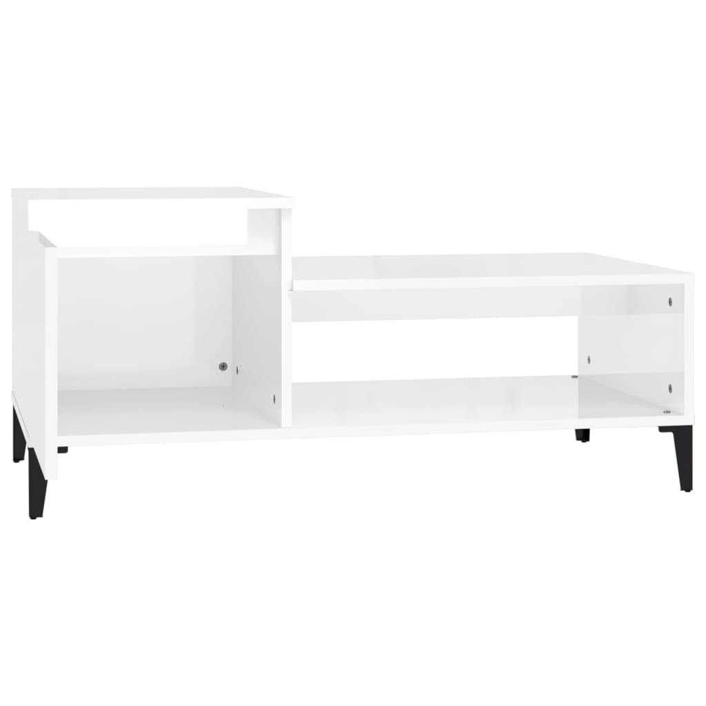 Tavolino da Salotto Bianco Lucido 100x50x45cm Legno Multistrato - homemem39