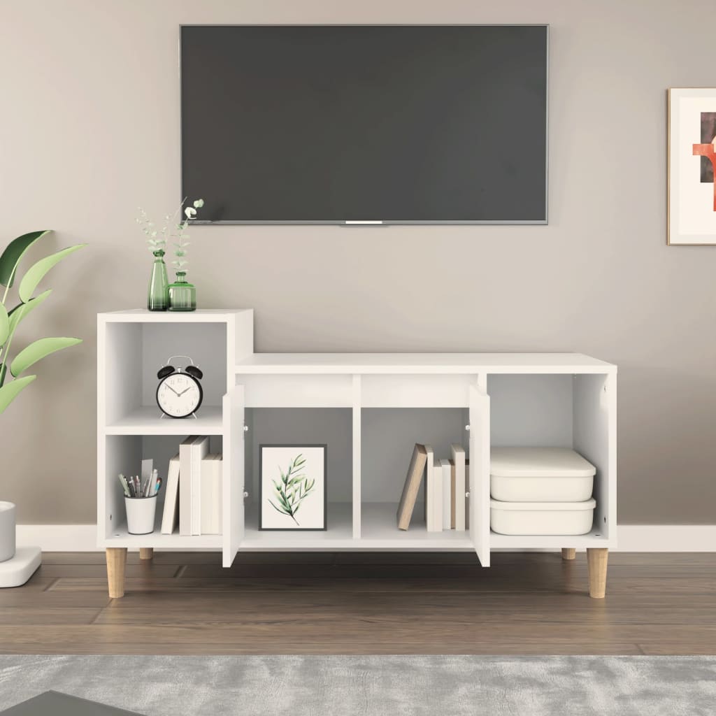 Mobile Porta TV Bianco 100x35x55 cm in Legno Multistrato - homemem39