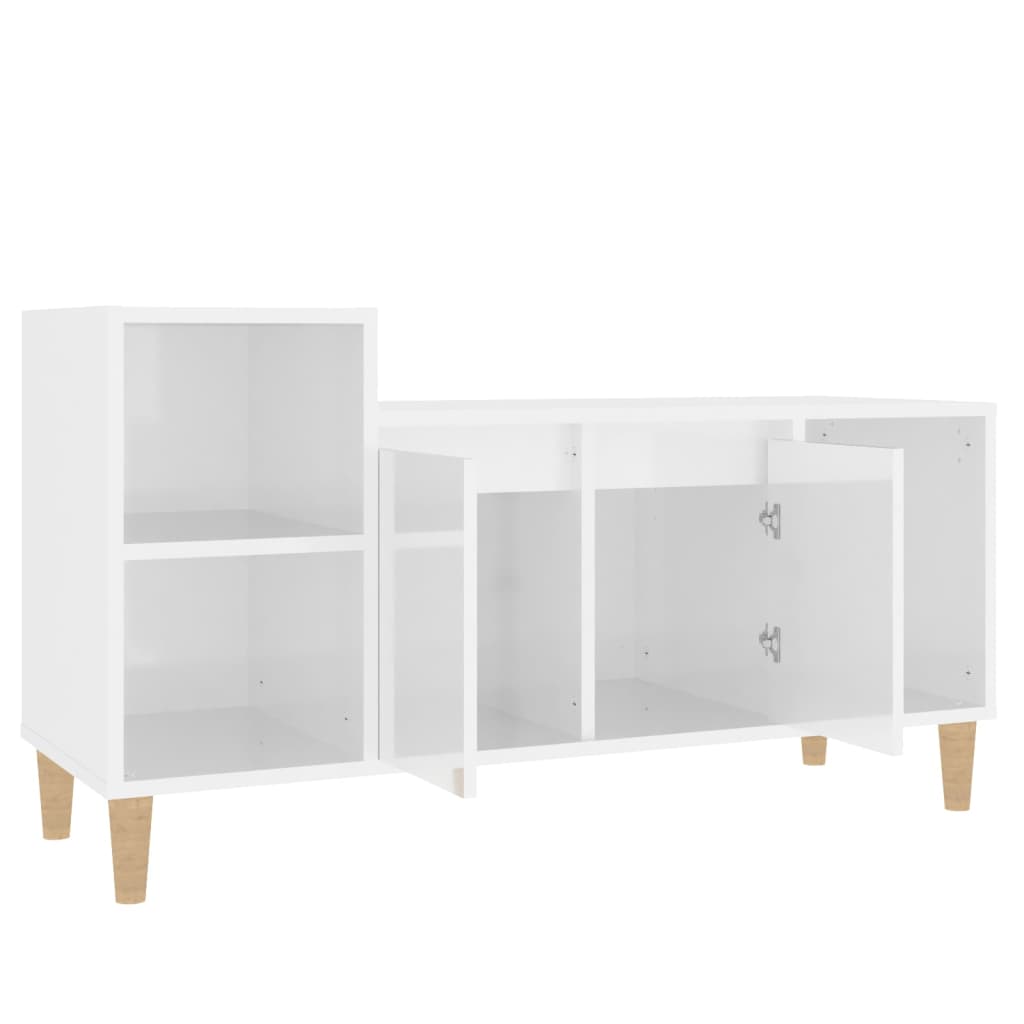 Mobile Porta TV Bianco Lucido 100x35x55 cm in Legno Multistrato - homemem39