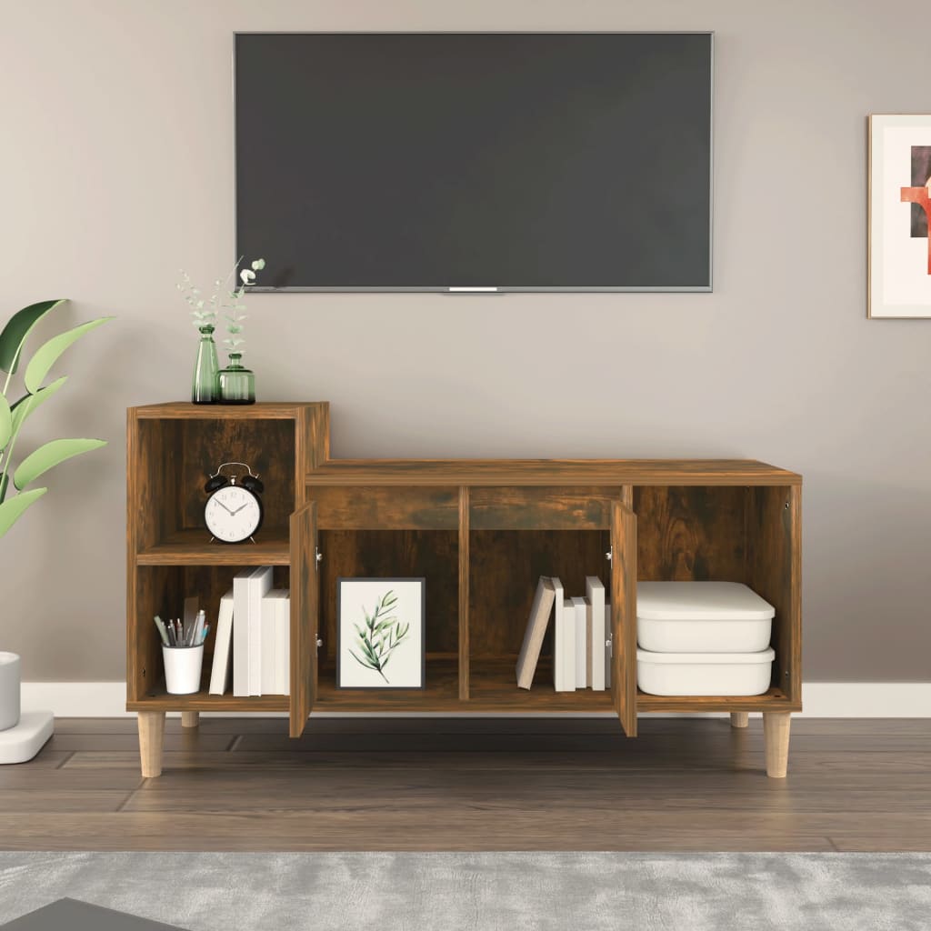 Mobile TV Rovere Fumo 100x35x55 cm in Legno Multistrato - homemem39