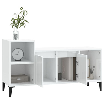 Mobile Porta TV Bianco Lucido 100x35x55 cm in Legno Multistrato - homemem39