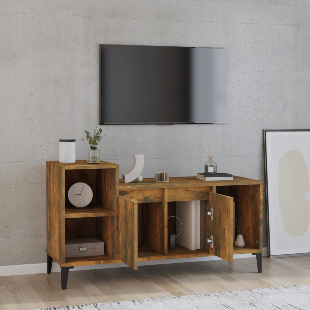 Mobile TV Rovere Fumo 100x35x55 cm in Legno Multistrato - homemem39