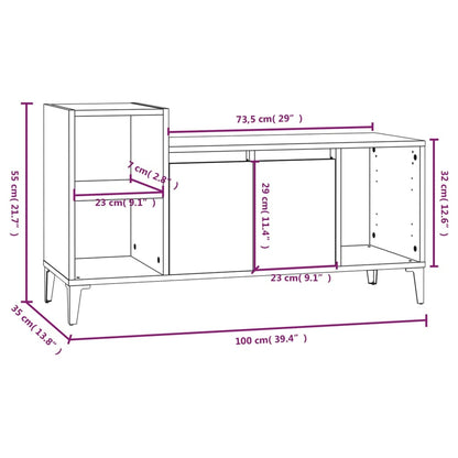 Mobile TV Rovere Fumo 100x35x55 cm in Legno Multistrato - homemem39