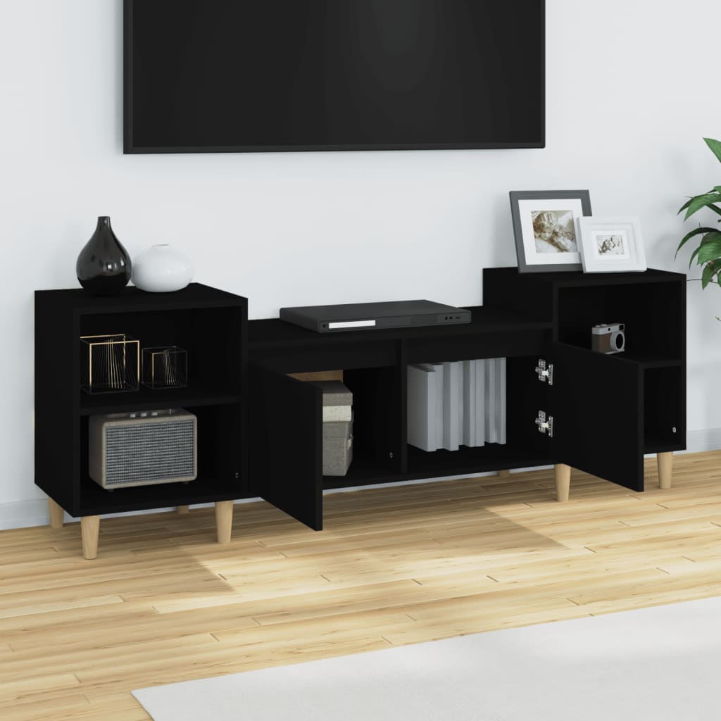 Mobile Porta TV Nero 160x35x55 cm in Legno Multistrato - homemem39