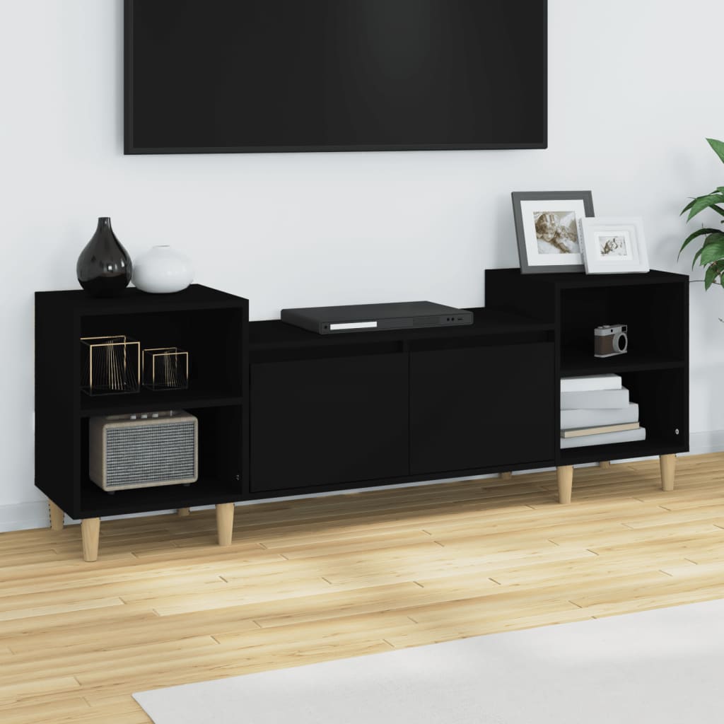 Mobile Porta TV Nero 160x35x55 cm in Legno Multistrato - homemem39