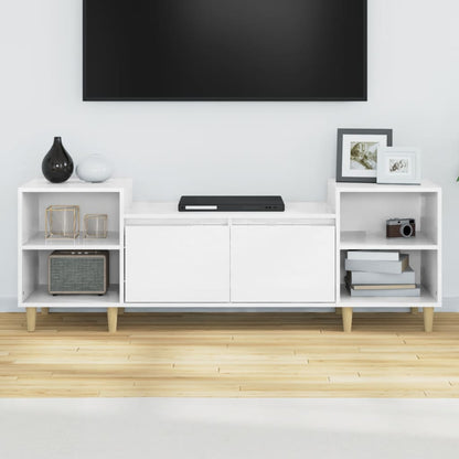 Mobile Porta TV Bianco Lucido 160x35x55 cm in Legno Multistrato - homemem39