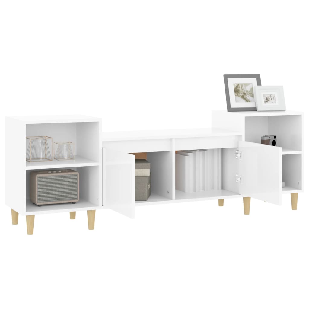 Mobile Porta TV Bianco Lucido 160x35x55 cm in Legno Multistrato - homemem39