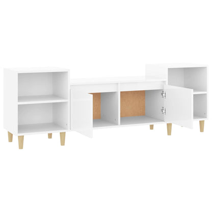 Mobile Porta TV Bianco Lucido 160x35x55 cm in Legno Multistrato - homemem39