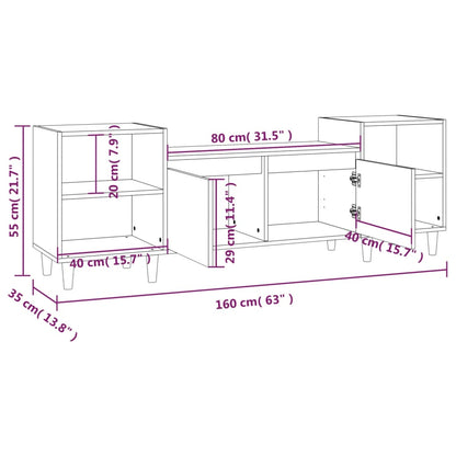 Mobile Porta TV Bianco Lucido 160x35x55 cm in Legno Multistrato - homemem39