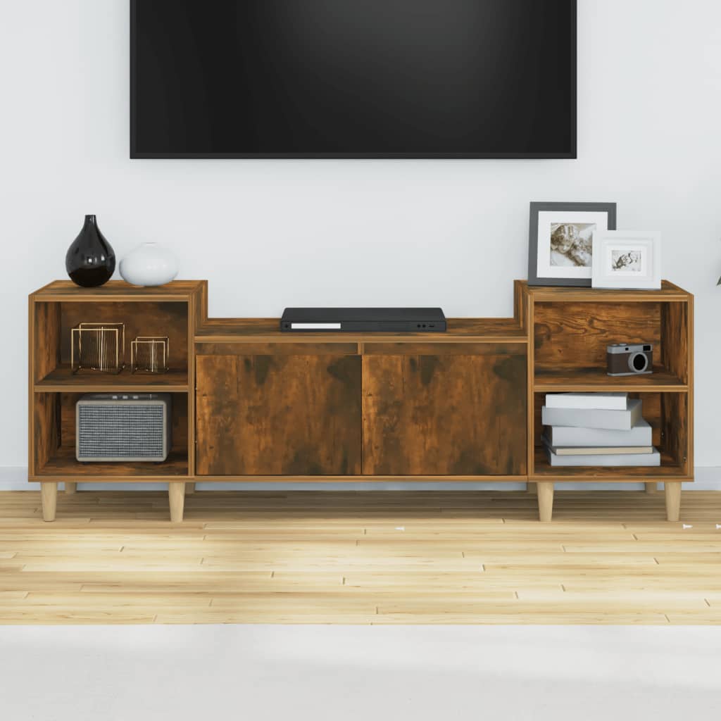 Mobile TV Rovere Fumo 160x35x55 cm in Legno Multistrato - homemem39