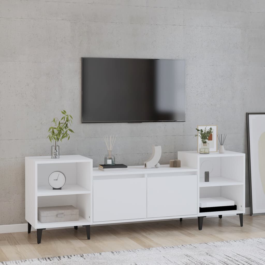 Mobile Porta TV Bianco 160x35x55 cm in Legno Multistrato - homemem39