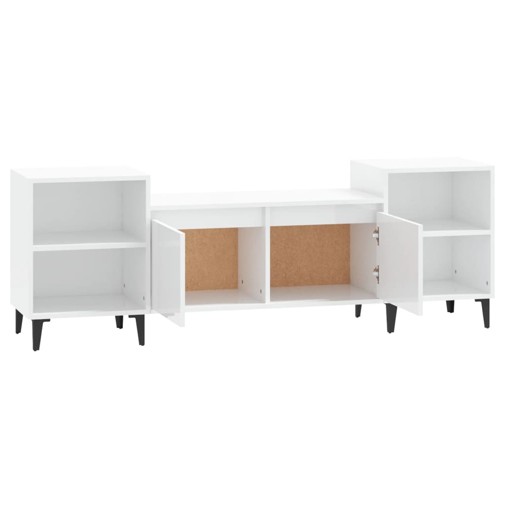 Mobile Porta TV Bianco Lucido 160x35x55 cm in Legno Multistrato - homemem39