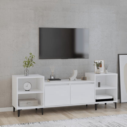 Mobile Porta TV Bianco Lucido 160x35x55 cm in Legno Multistrato - homemem39