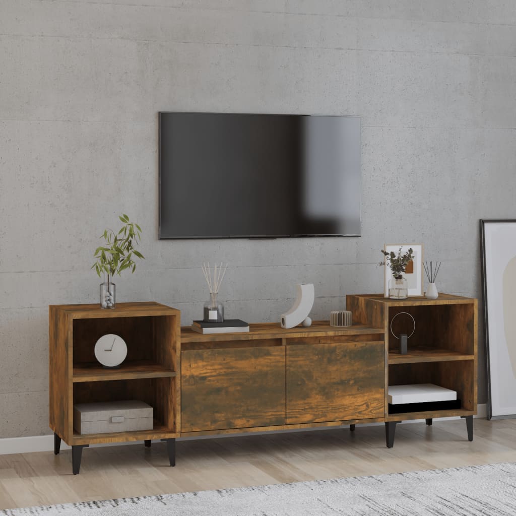 Mobile TV Rovere Fumo 160x35x55 cm in Legno Multistrato - homemem39