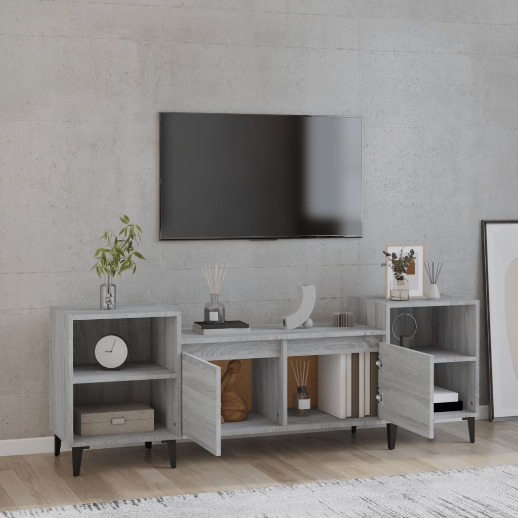 Mobile TV Grigio Sonoma 160x35x55 cm in Legno Multistrato - homemem39