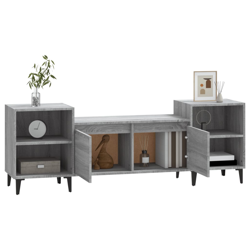 Mobile TV Grigio Sonoma 160x35x55 cm in Legno Multistrato - homemem39