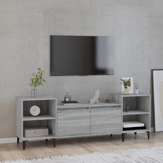 Mobile TV Grigio Sonoma 160x35x55 cm in Legno Multistrato - homemem39