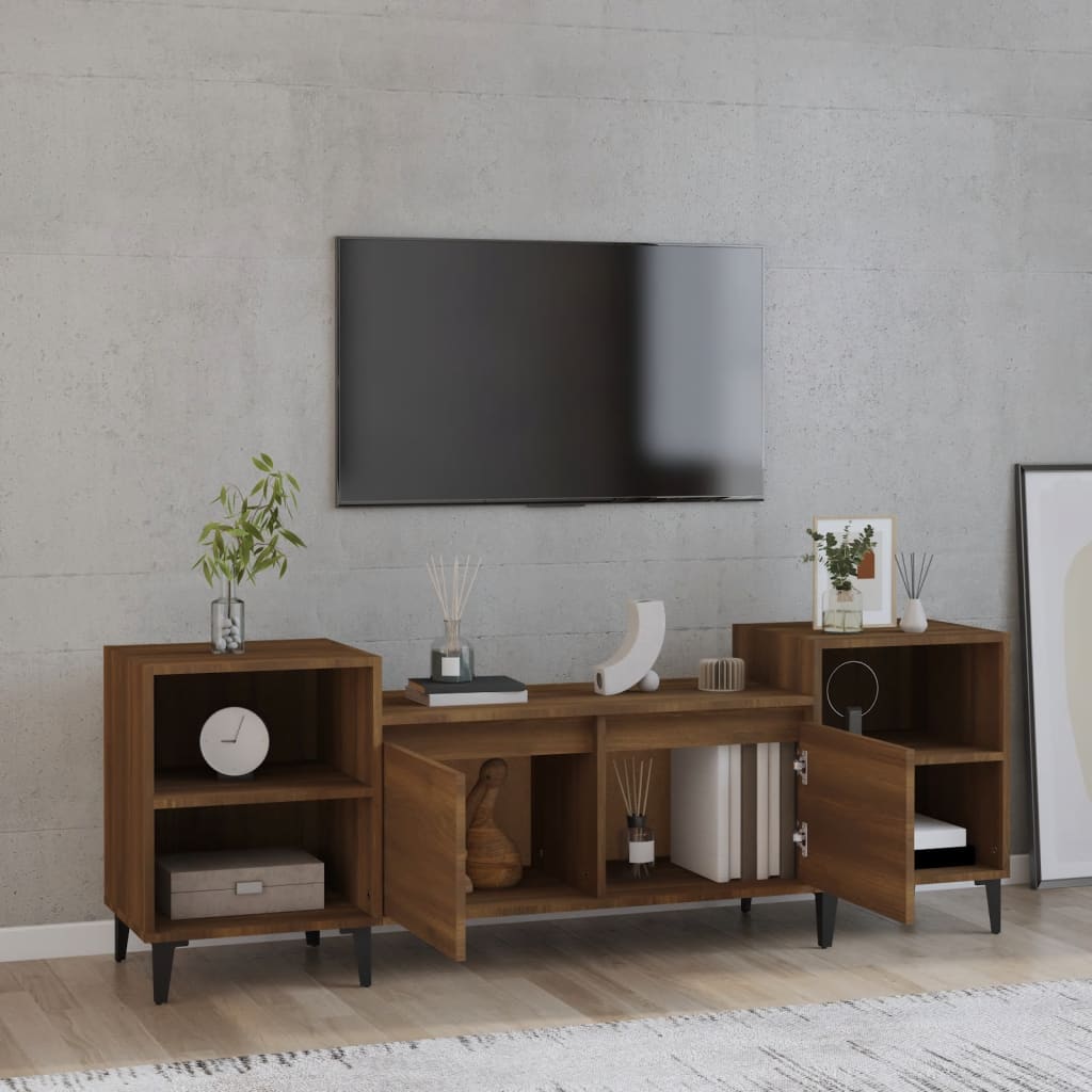 Mobile TV Rovere Marrone 160x35x55 cm in Legno Multistrato - homemem39