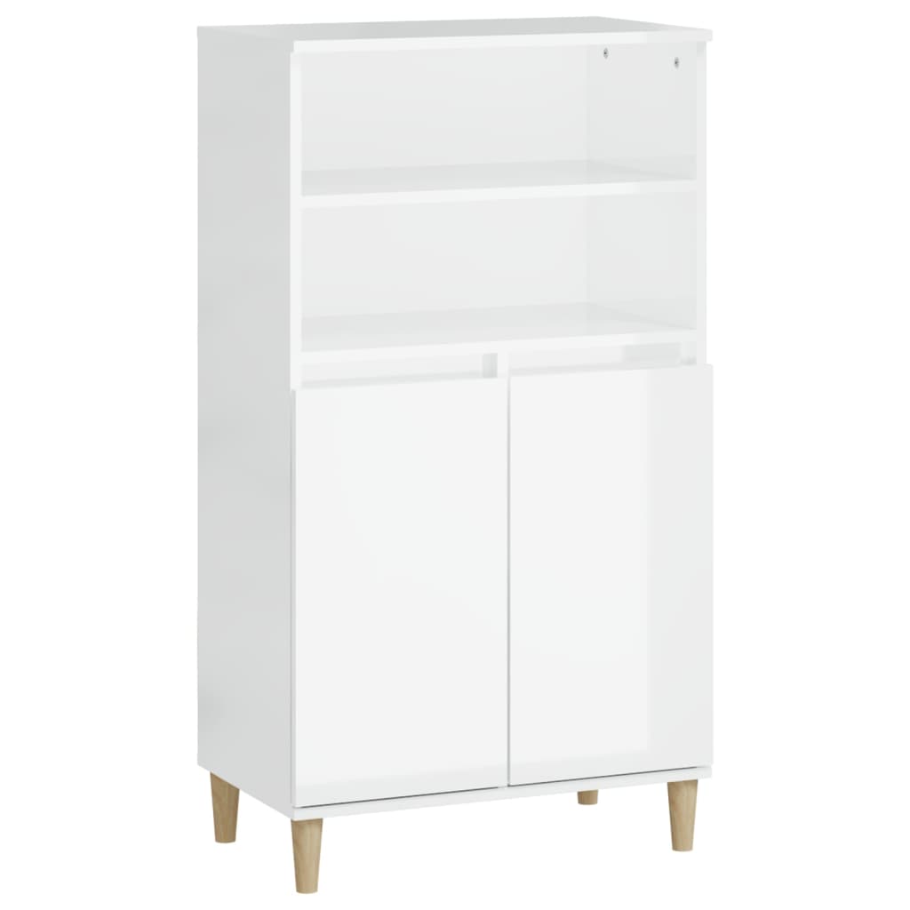 Credenza Bianco Lucido 60x36x110 cm in Legno Multistrato - homemem39