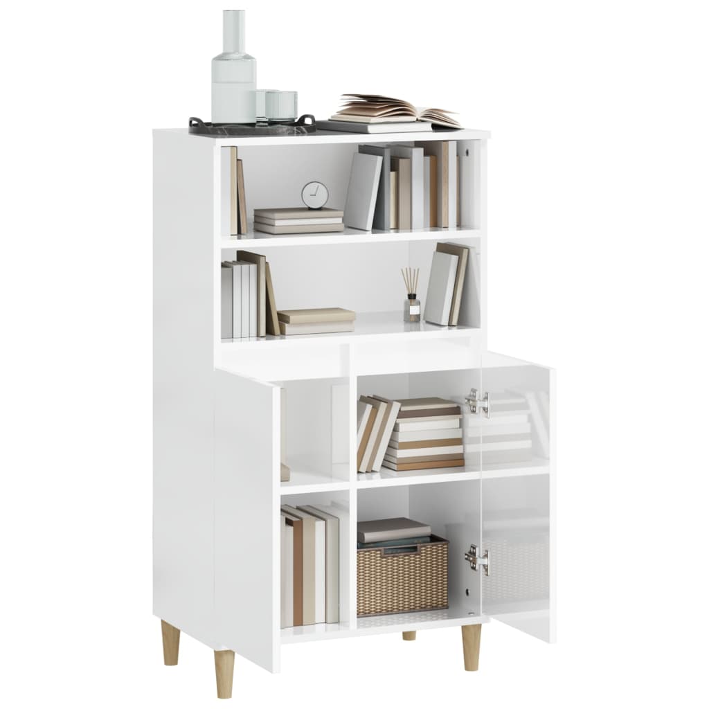 Credenza Bianco Lucido 60x36x110 cm in Legno Multistrato - homemem39