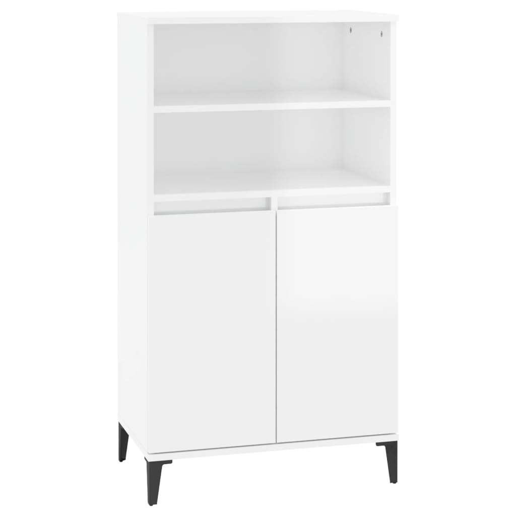 Credenza Bianco Lucido 60x36x110 cm in Legno Multistrato - homemem39