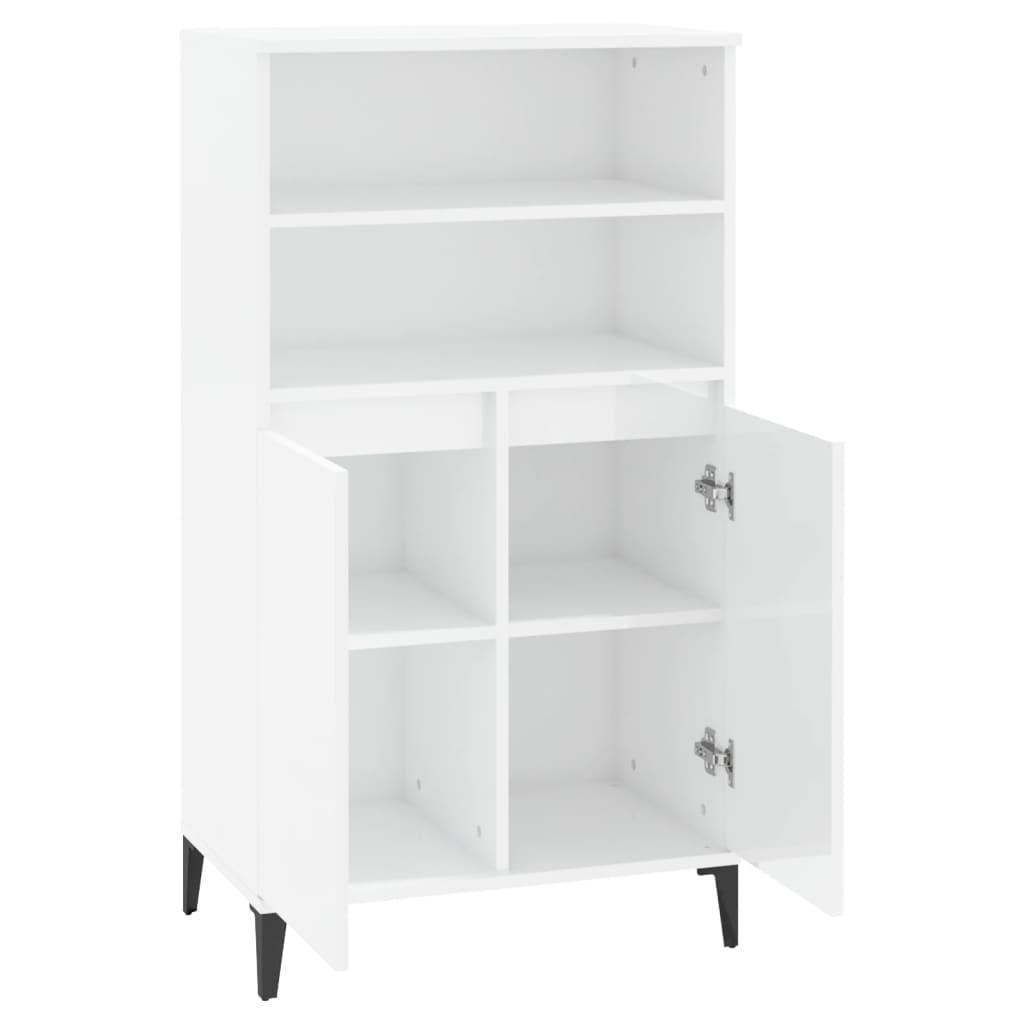 Credenza Bianco Lucido 60x36x110 cm in Legno Multistrato - homemem39