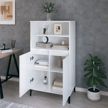 Credenza Bianco Lucido 60x36x110 cm in Legno Multistrato - homemem39