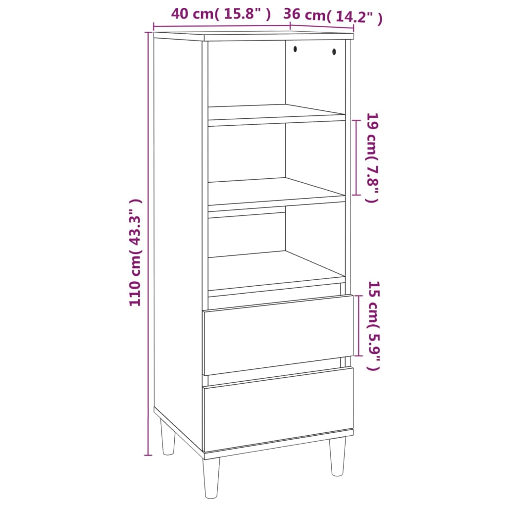 Credenza Bianco 40x36x110 cm in Legno Multistrato - homemem39