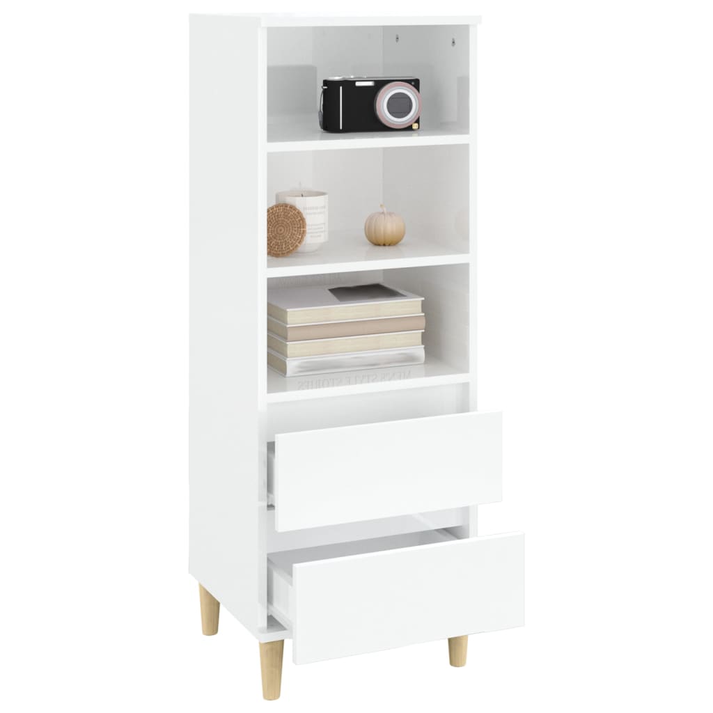 Credenza Bianco Lucido 40x36x110 cm in Legno Multistrato - homemem39