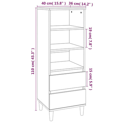 Credenza Bianco Lucido 40x36x110 cm in Legno Multistrato - homemem39