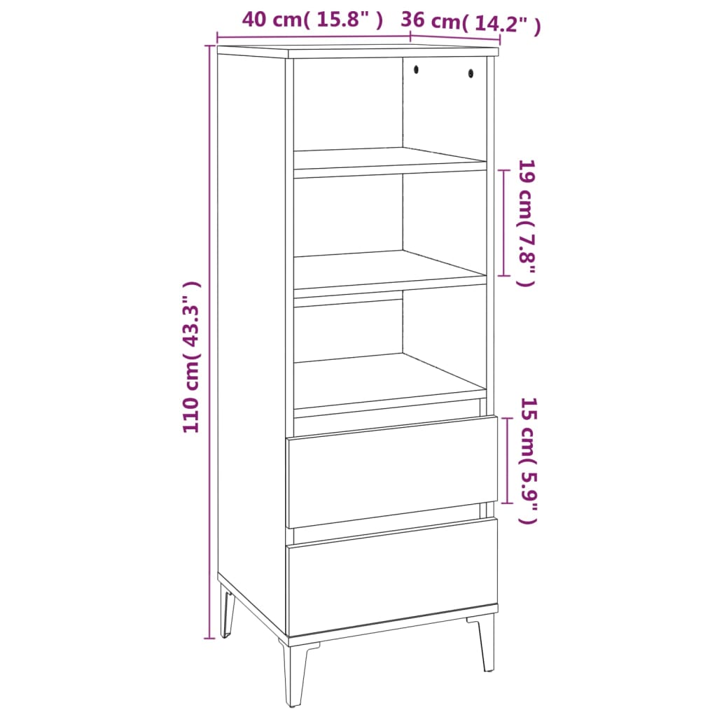 Credenza Bianco 40x36x110 cm in Legno Multistrato - homemem39